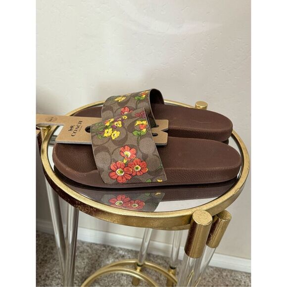 Coach NWT Floral Logo Slide Sandals size 11 - Picture 3 of 6